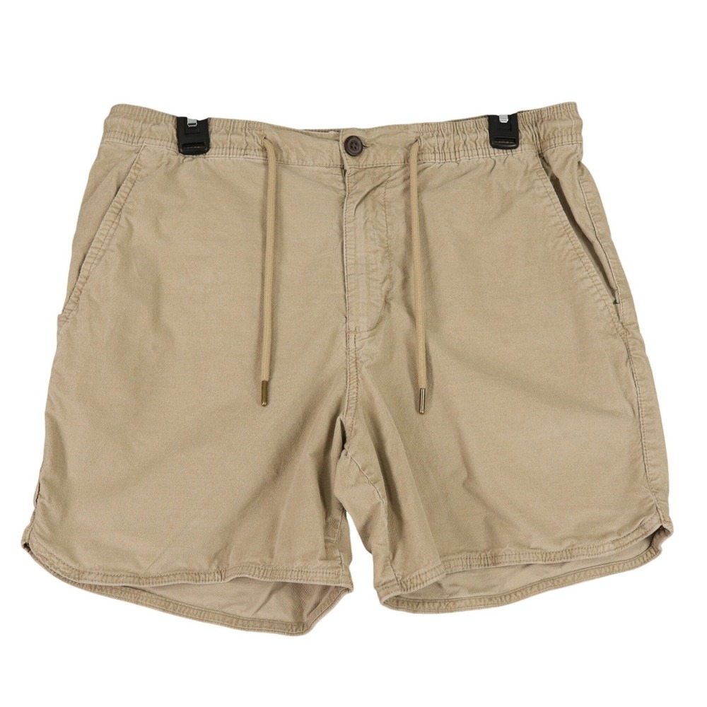 Laguna Mens L Khaki Drawstring Chino Shorts‎ Stretch Elastic Waist Casual